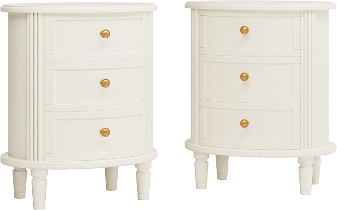 Tribesigns Nightstand with 3 Drawers, Oval Bed Side Table - Image 6