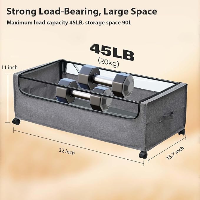 Under Bed Storage with Wheels, Rolling Under bed Storage with Metal Frame - Image 6