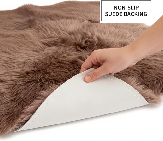 Premium Buff Tan Sheepskin Rug Genuine Quad 4x6ft Pelt Fluffy Fur Rug - Image 6