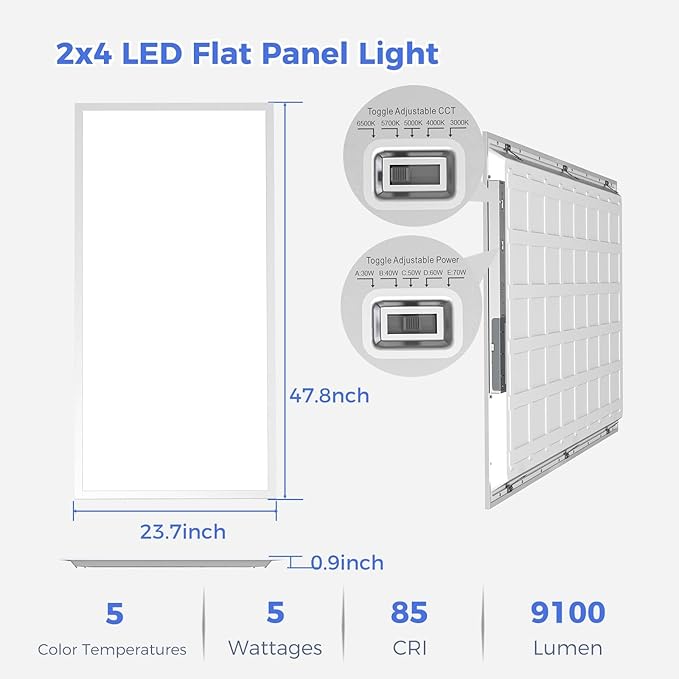AIKVSXER 24 Pack 2x4 LED Flat Panel Light, Bright 9100LM Office Kitchen Flush - Image 6