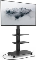 FITUEYES Rolling TV Stand with Power Outlets, Swivel Portable TV Stand by FITUEYES