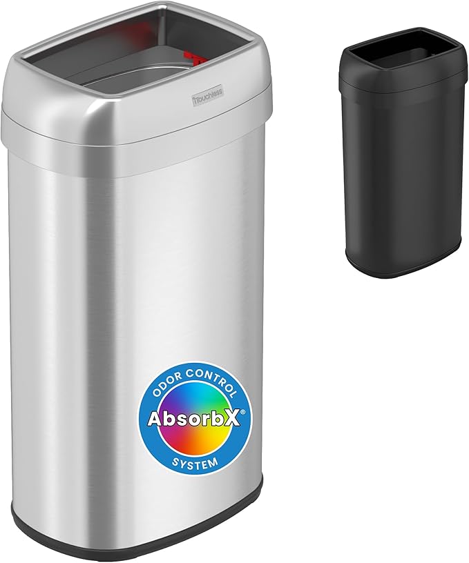 iTouchless 61 Liter / 16 Gallon Open Top Kitchen Trash Can & Recycle Bin by iTouchless