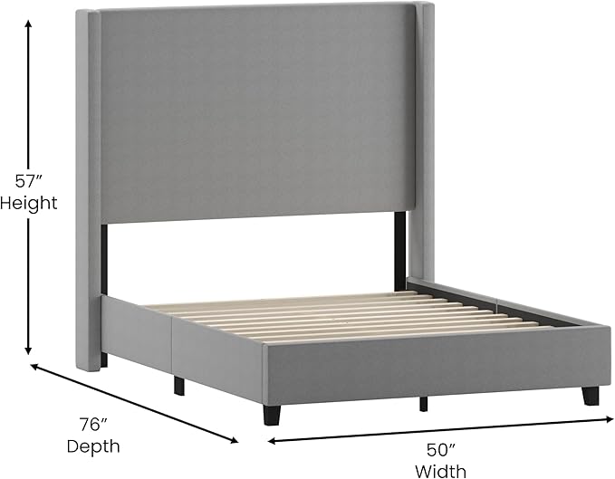 EMMA + OLIVER Nora Full Size Faux Linen Upholstered Platform Bed - Image 2