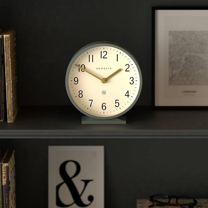 NEWGATE® Q Mantel Clock | Modern Classic Round Mantel Clock | Asparagus Green | - Image 5