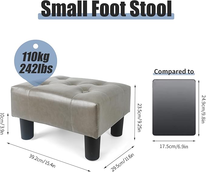 BRIAN & DANY Small Foot Stool, Leather Foot Stools - Image 3