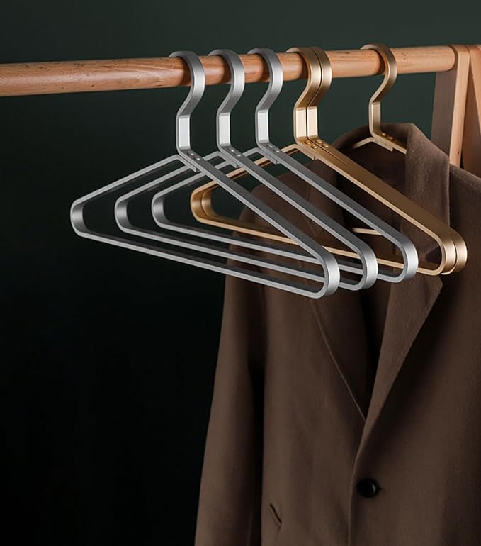 Premium Matte Silvery Aluminum Coat Hangers 6 Piece Set, 17.7” Extra Smooth & - Image 7
