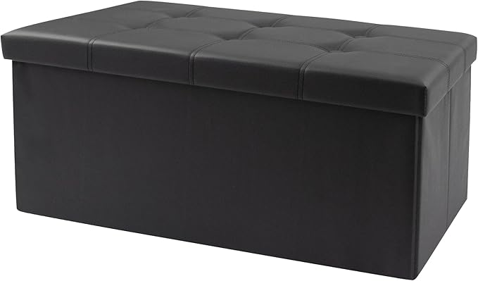 xupersodys 30 Inches Folding Storage Ottoman Bench, Faux Leather Footstool by Unknown