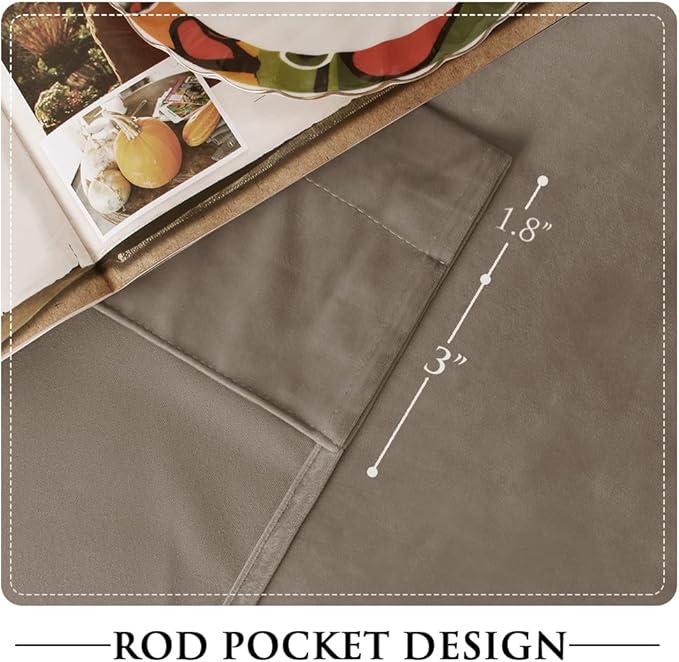 StangH Taupe Curtains 94 inches Long Premium Velvet Blackout Drapes - Image 3
