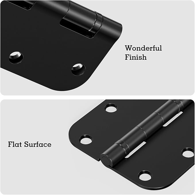 36 Pack Ball Bearing Matte Black Door Hinges 3.5 Inch 5/8" Radius Round Anti - Image 6