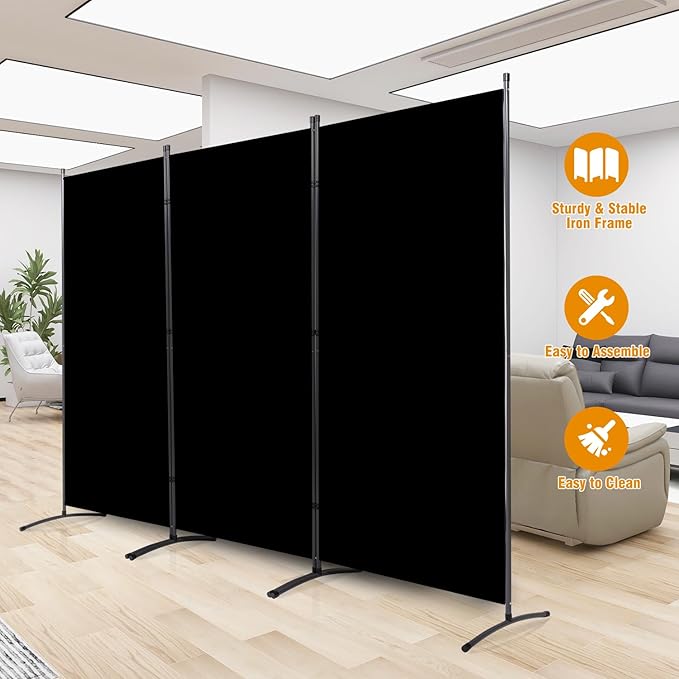 3 Panel Folding Privacy Screens, 6 FT Tall Wall Divider - Image 6