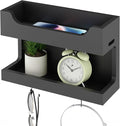 NiHome Wall Mounted Wooden Bedside Accessories Organizer, Double Tray Bedside by NiHome