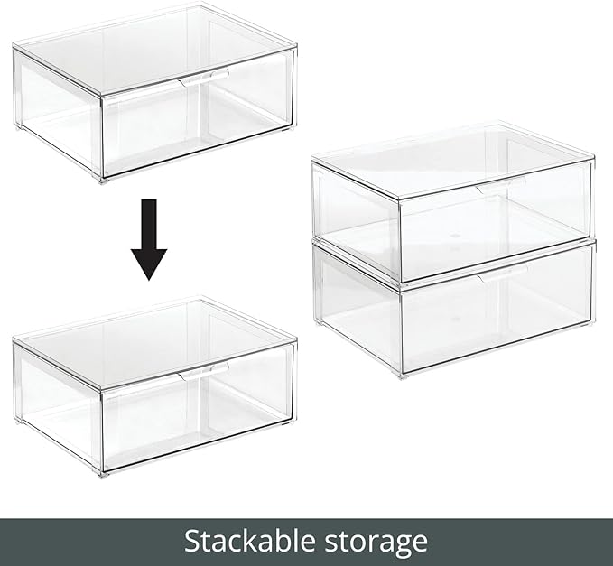 mDesign Plastic Stackable Closet Storage Organizer Bin Containers - Image 5