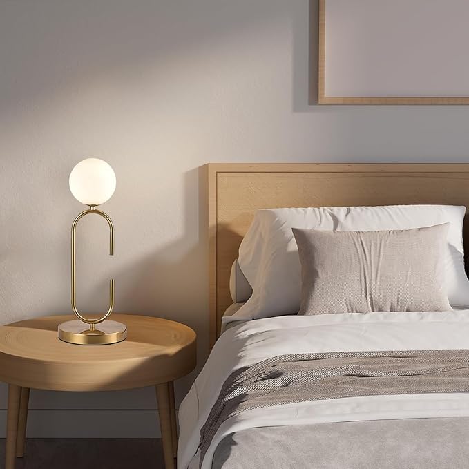 Mid Century C-Shape Table Lamp Gold 2-Light Globe Dimmable Table Lamp - Image 3
