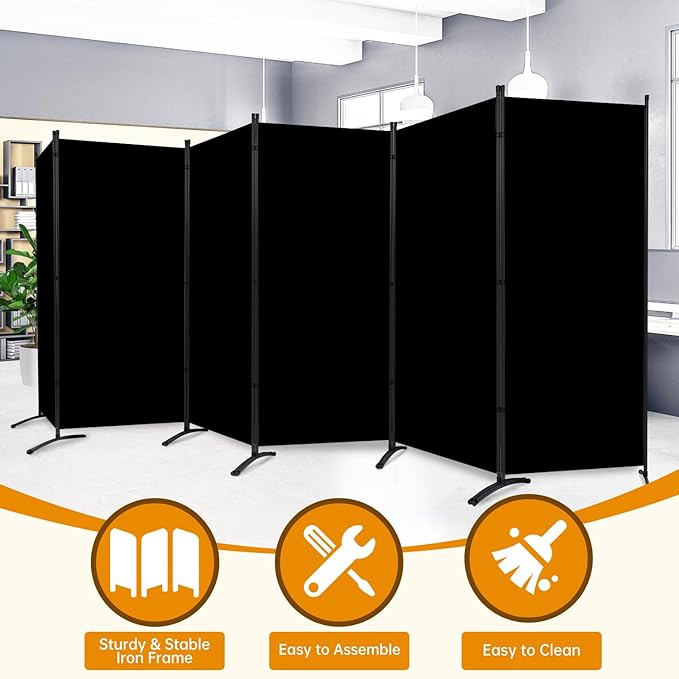 6 Panel Folding Privacy Screens, 6 FT Tall Wall Divider - Image 4