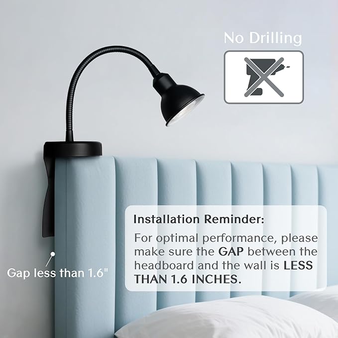 Solfres Innovative Design Rechargeable Headboard Reading Light. No Drilling - Image 5