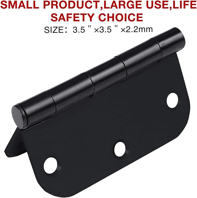 24 Pack Rounded Matte Black Door Hinges 3.5 inch x 3-1/2", 5/8 Radius Storage - Image 5