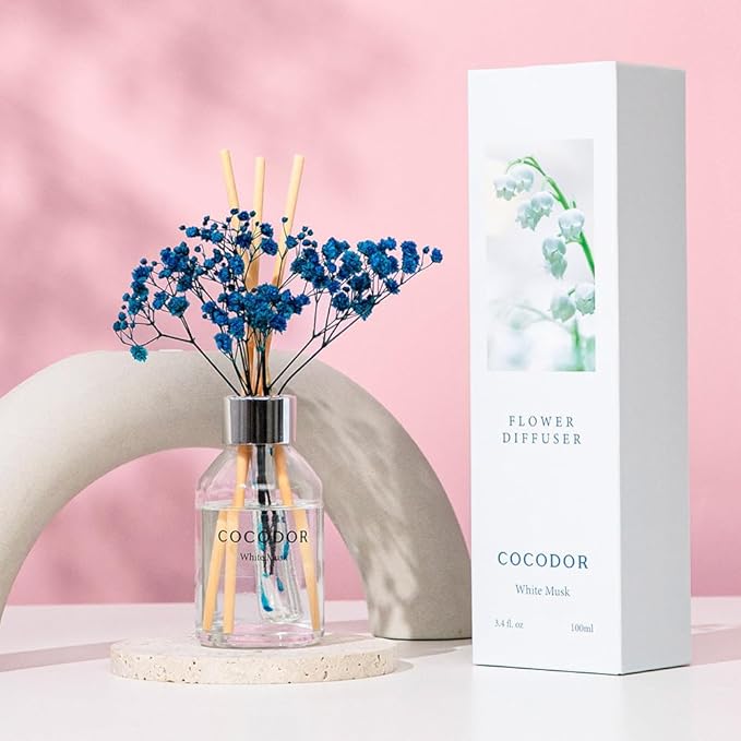 COCODOR Flower Reed Diffuser Set / 3.4oz / White Musk/Scent Diffuser - Image 6