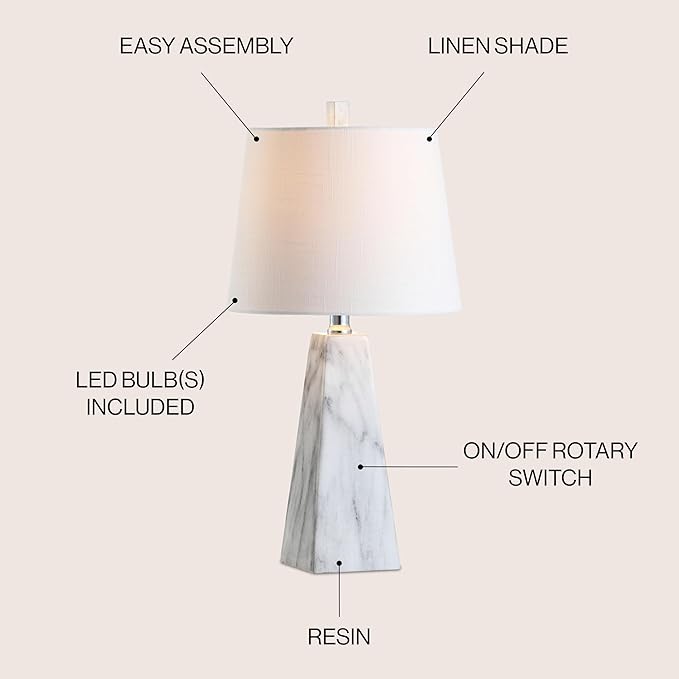 JONATHAN Y JYL1037A 20.5" Modern White Marble Table Lamp, Contemporary - Image 5