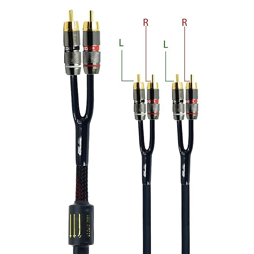 Arklove 3ft Shielded RCA Plug Splitter Stereo Audio Video Cable 2 Male to 4 - Image 2