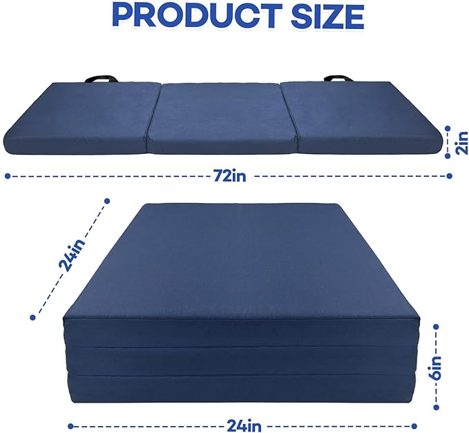 Foldable Fall Protection Mat for Elderly Blue Waterproof Non Slip Floor Mats - Image 2
