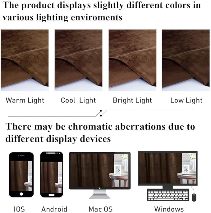 StangH 90 inch Length Brown Curtains Light Blocking Velvet Window Drapes - Image 9