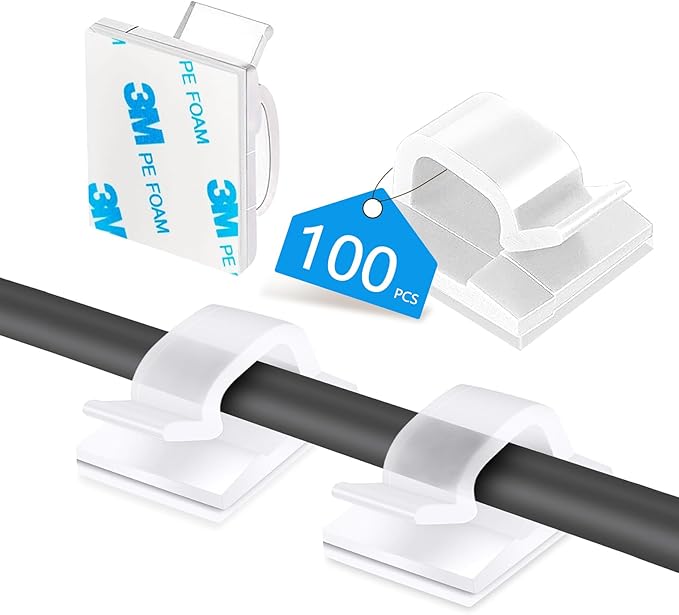 Abnii 100PCS Cable Clips, Adhesive Wire Clips Organizer Cord Clips Management by Abnii
