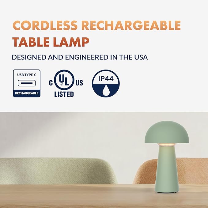 ‎Newhouse Lighting Capri, Sage Green 2700K Dimmable Cordless USB-C Rechargeable - Image 5