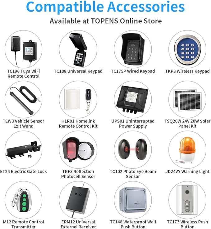 TOPENS A5131 Single Swing Gate Opener Medium Duty Automatic Gate Motor - Image 8
