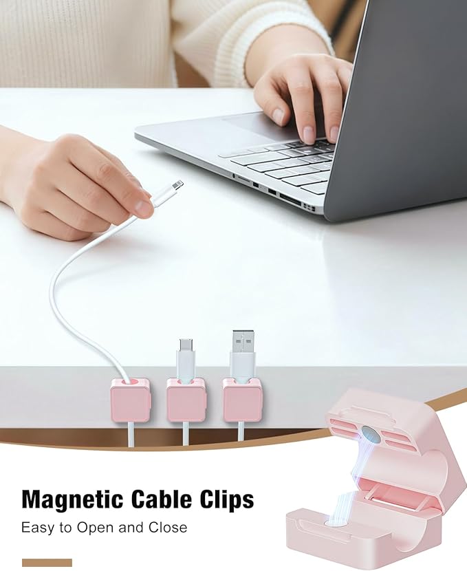 6 Pack Cord Holder, Strong Adhesive Desk Cord Organizer Magnetic Easy Open - Image 3