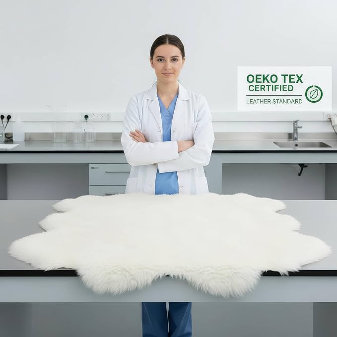 Premium Genuine Super-Soft Sheepskin Rug Large Six Pelt Natural Non-Dyed Fur - Image 6