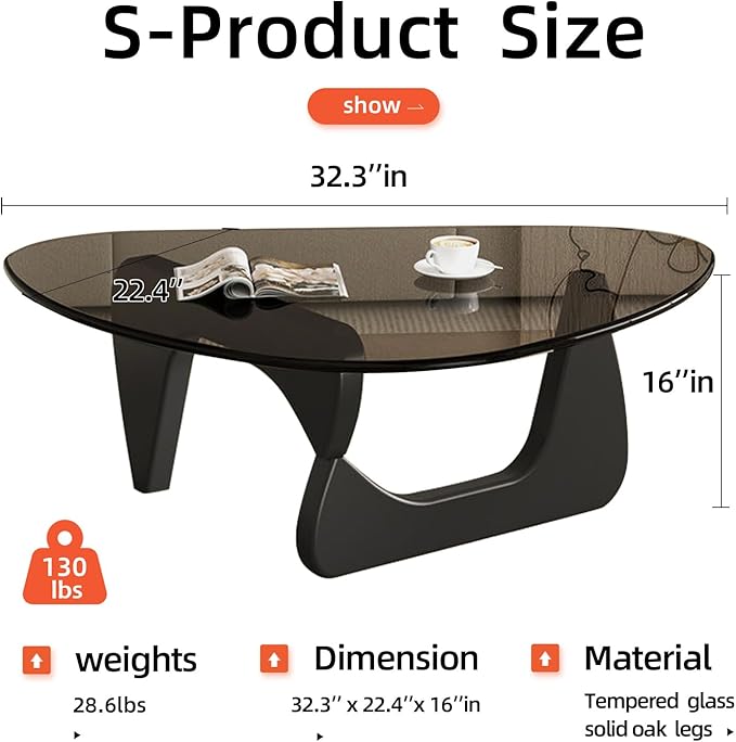 Modern Glass Coffee Table, Mid Century Coffee Table, Small Coffee Table - Image 2