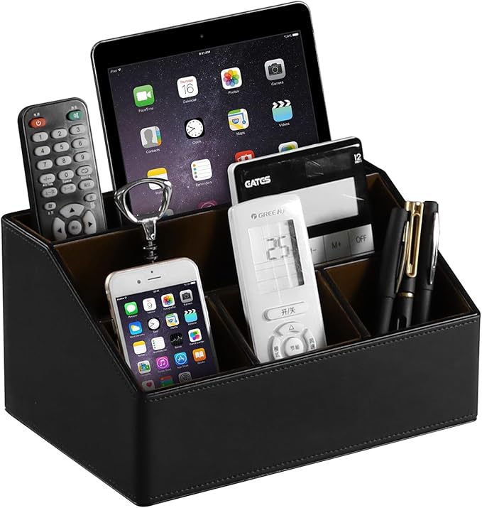 MEIBOOCH PU Leather Desk Organizer, Luxury Remote Control Holder by MEIBOOCH