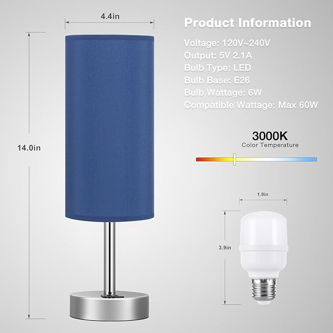 Navy Blue Touch Lamp for Boys - Image 4