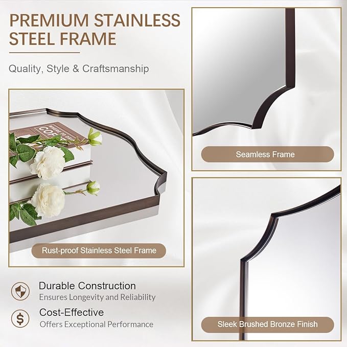 ANDY STAR Brushed Bronze Mirror, Bathroom Mirror - Image 5