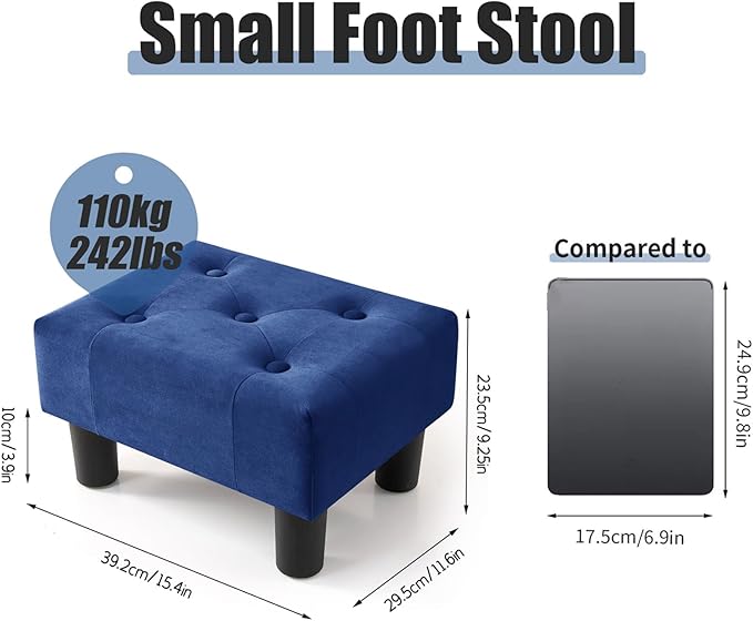 BRIAN & DANY Small Foot Stool, Velvet Foot Stools - Image 3