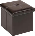 B FSOBEIIALEO Folding Storage Ottoman Cube, Faux Leather Footrest Seat Coffee by BFSOBEIIALEO