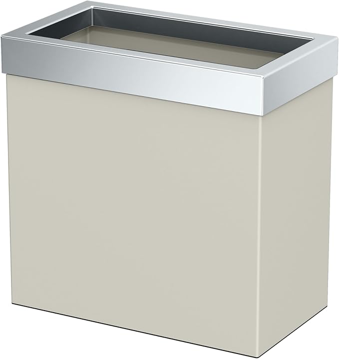 Gatco Modern Rectangle Wastebasket, Matte Pearl and Chrome Combo by Gatco