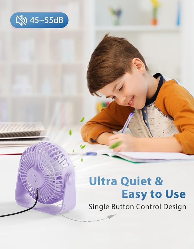 TriPole USB Desk Fan Portable Mini Fan Powerful 3 Speeds Wind Personal Desktop - Image 2