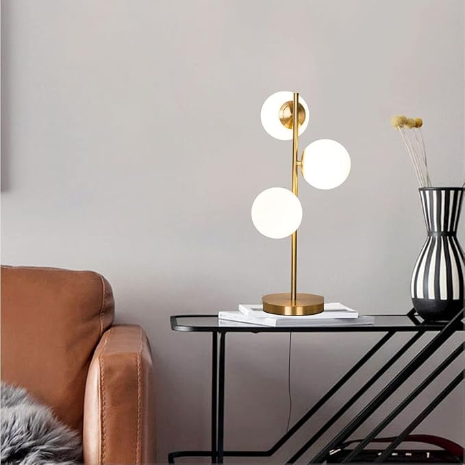 Modern Gold Globe Table Lamp Mid Century 3-Light Desk Lamp - Image 8