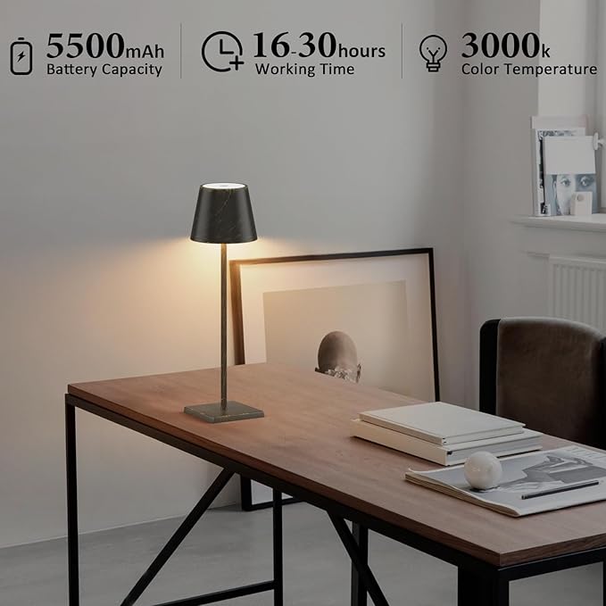 2-Pack Rechargeable Table Lamps LED Cordless Table Lamp 3W 5500mAh Battery - Image 2