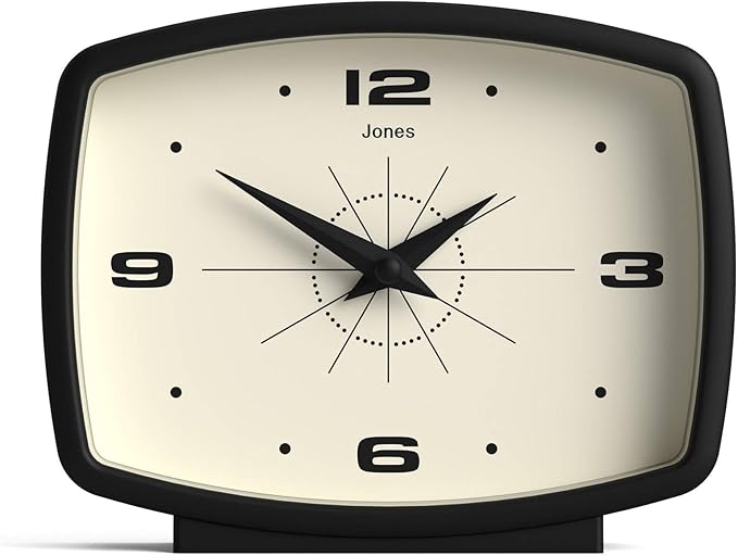JONES CLOCKS® Film Desk Clock | Retro Rectangular Design | Black | Retro Design by JONESCLOCKS