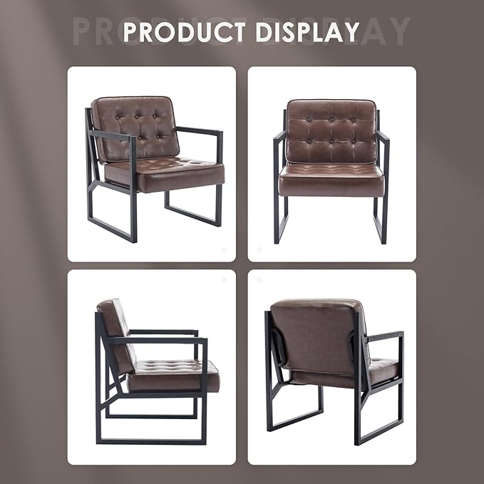 COLAMY Mid Century Modern Accent Chair, Comfy Living Room Chairs, Faux Leather - Image 6