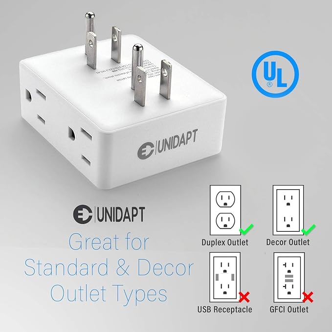 Unidapt Multi Plug Outlet Splitter, Side Splitter Box, Wall Tap Plug Expander - Image 5