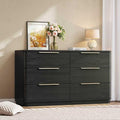 6 Drawer Dresser for Bedroom, Curved Profile Design, Wooden Black Dresser by beronbaer