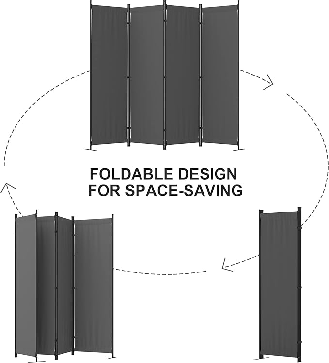 Room Divider, 4 Panel Folding Privacy Screen, 88” Portable Separating - Image 7