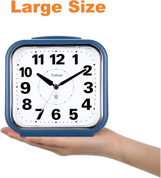 5.5" Large No Ticking Analog Alarm Clock, Silent Readable - Image 2