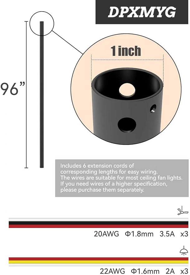 DPXMYG 96 inch Ceiling Fan Downrod - Image 2