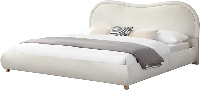King Size Upholstered Platform Bed Frame, Modern Cloud Bedframe - Image 7
