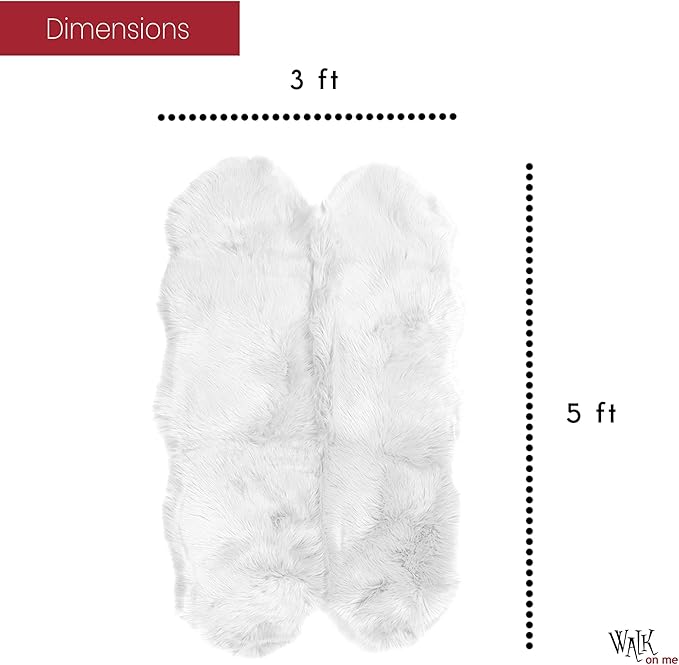 Silky Soft Faux Fur Rug, 3 ft. x 5 ft. White Fluffy Rug, Shaggy Sheepskin Great - Image 2
