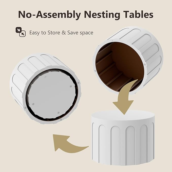 Nesting Coffee Table Set of 2, Modern Coffee Tables, Space-Saving Round Circle - Image 3